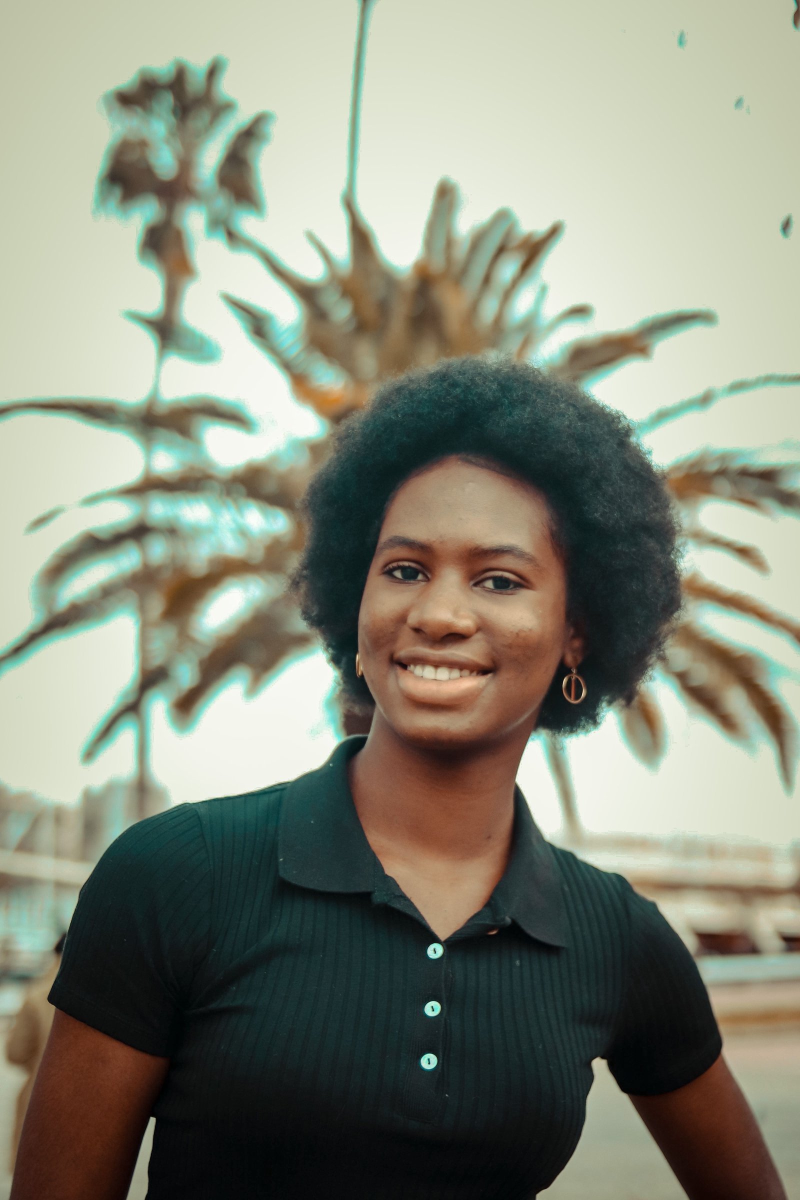 Defined natural curls styled with hair cream for black hair