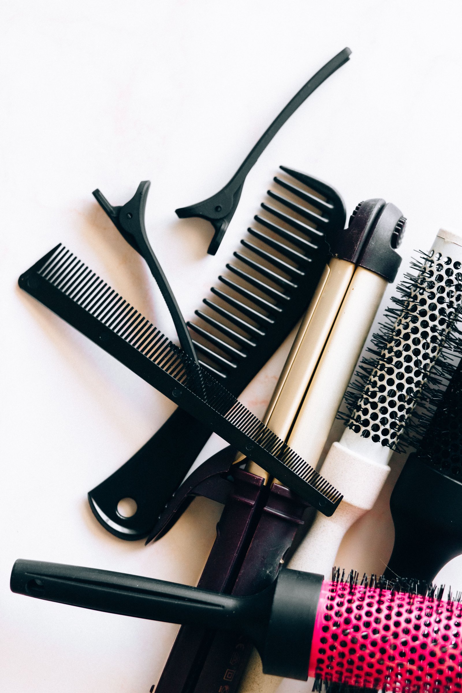 Red By Kiss hair accessories and styling tools laid out